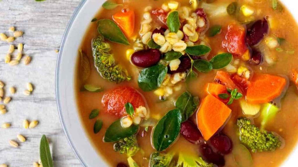 Moringa Soup Over Raw Leafy Salads