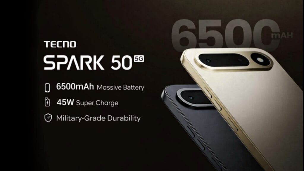 Tecno Spark 50 5G Launched in India: Massive 6500mAh Battery, 45W Charging & Military-Grade Durability
