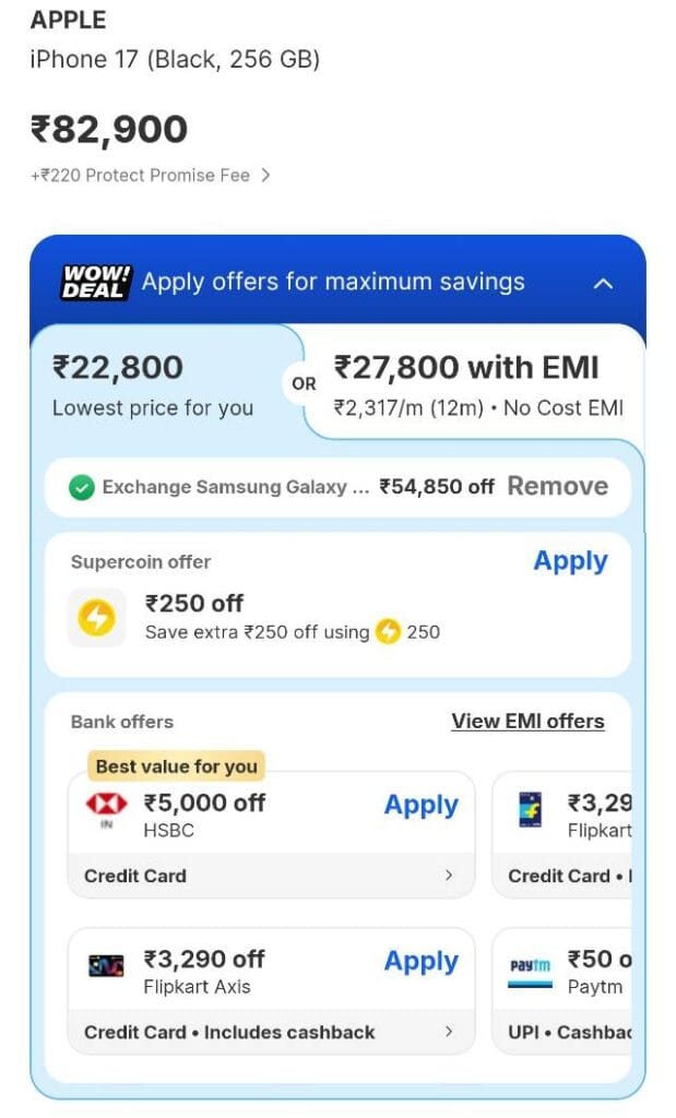 iPhone 17 Offers on Flipkart 